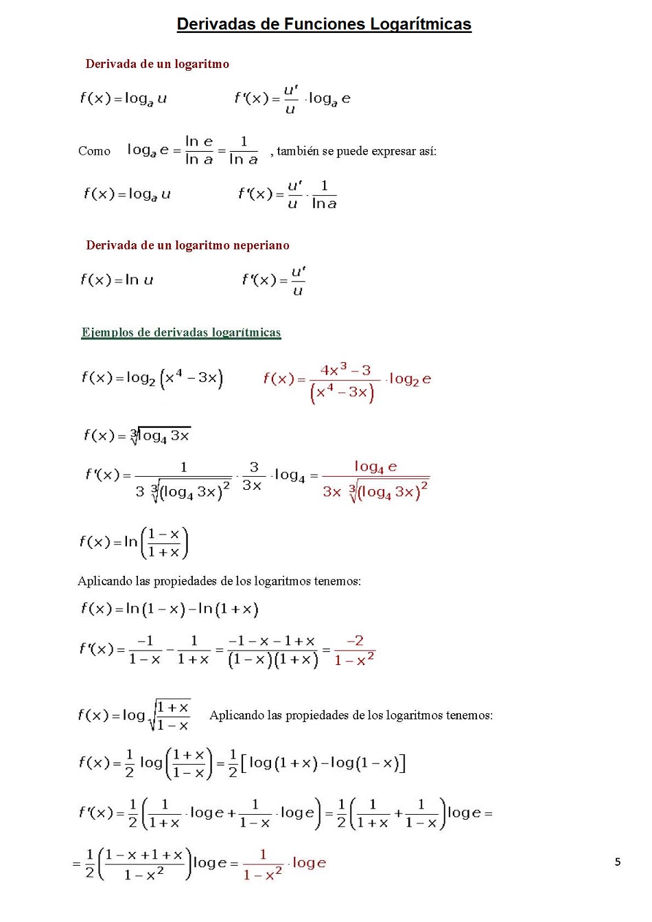 Reglas de derivacin. Pgina 05