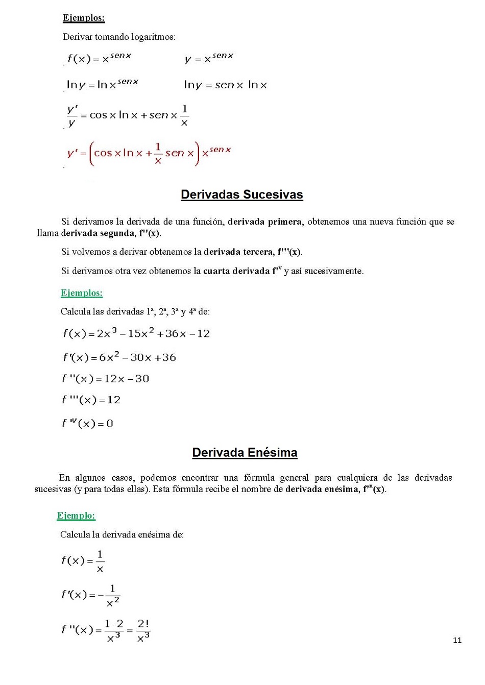 Reglas de derivacin. Pgina 11